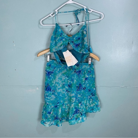 Rococo Sand Nesh Dress Blue Aqua Cut Out Mini Sz S - Picture 6 of 7